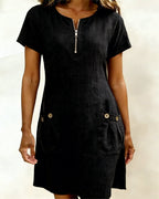 Alessia™ | Vestido de Lino y Algodón con Bolsillos de Cremallera