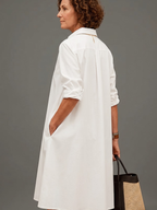 Sadie | Vestido Camisero Midi Blanco Fresco