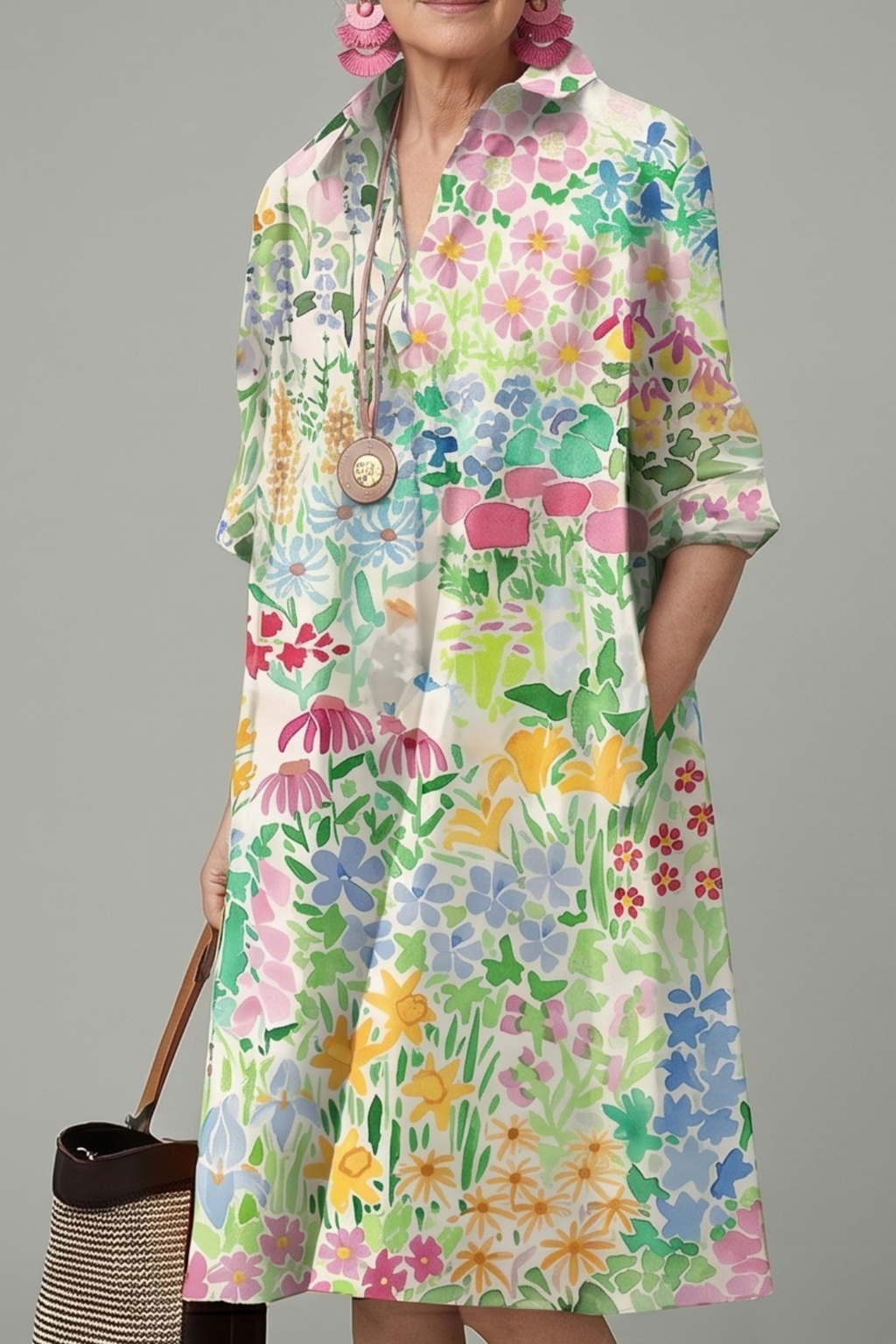Paige | Vestido Camisero Midi Floral Multicolor