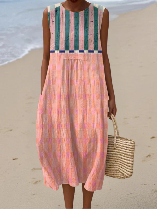 Lily | Vestido Midi Pastel a Rayas
