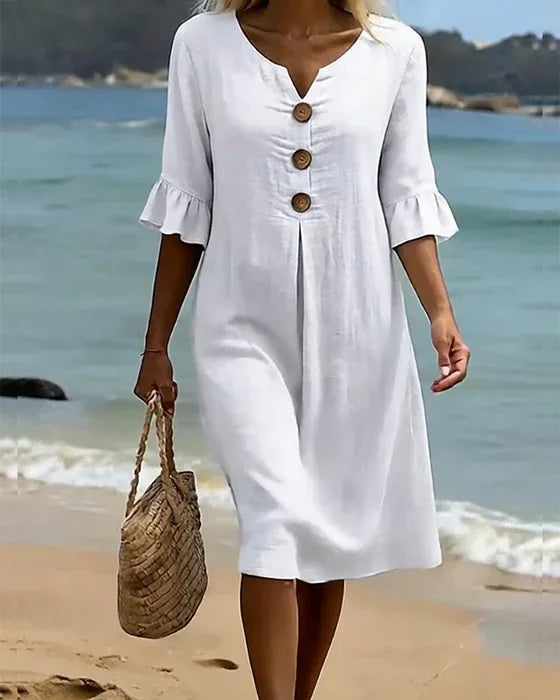 Vanesa | Vestido Texturizado con Mangas Abullonadas