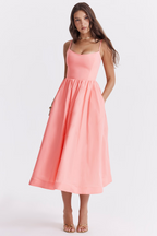 ESTELA | Vestido midi elegante de verano con corsé