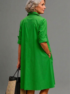 Riley | Vestido Camisero Midi Verde Sofisticado