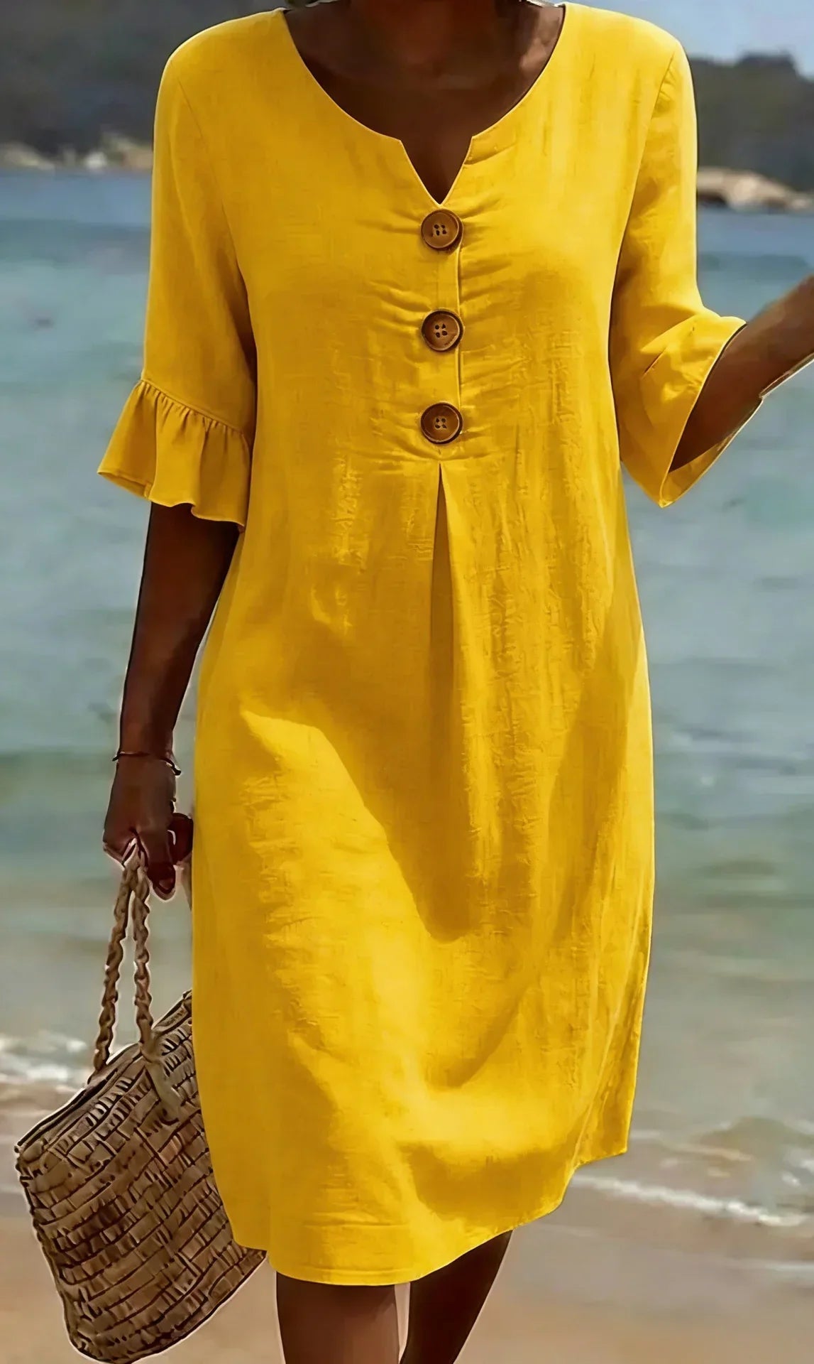Vanesa | Vestido Texturizado con Mangas Abullonadas