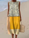 Leah | Vestido Midi de Lunares Colorblock