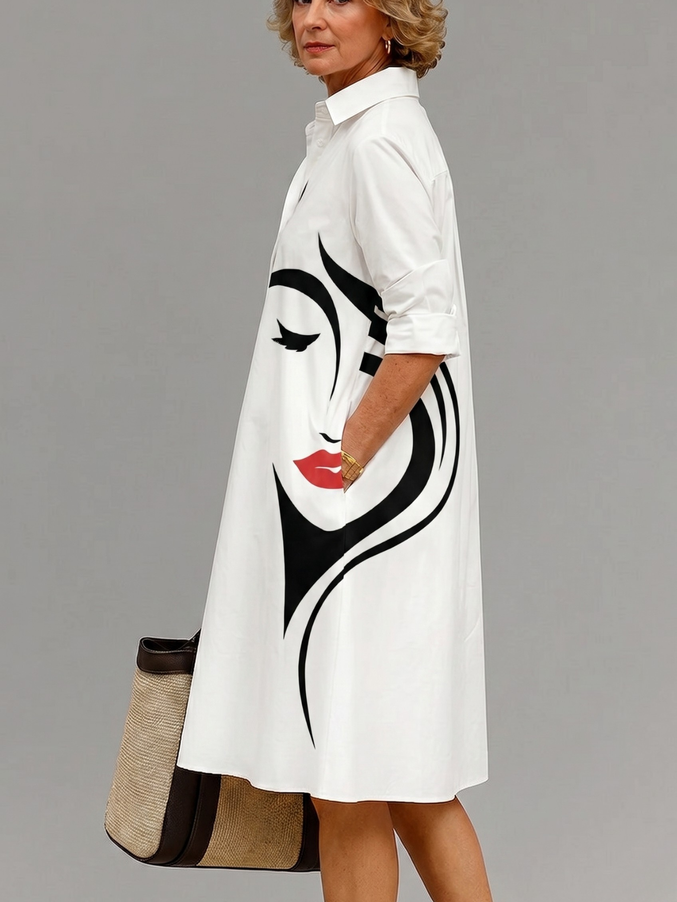 Bella | Vestido Camisero Midi Blanco Impecable
