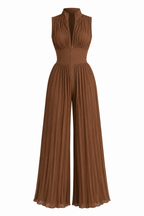 Mono Zsófia | Tuta in georgette color caramello con gonna a pieghe