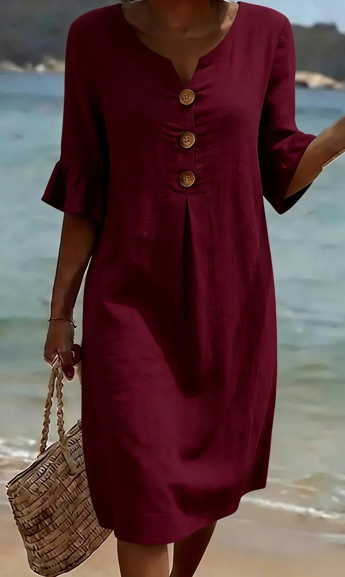 Vanesa | Vestido Texturizado con Mangas Abullonadas