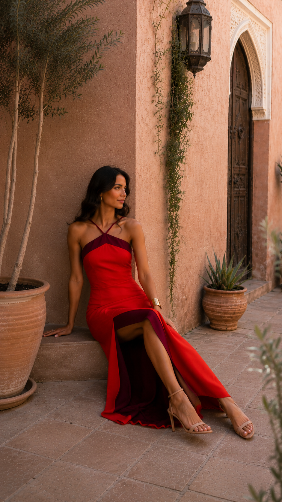 Sirena | Vestido largo halter con abertura