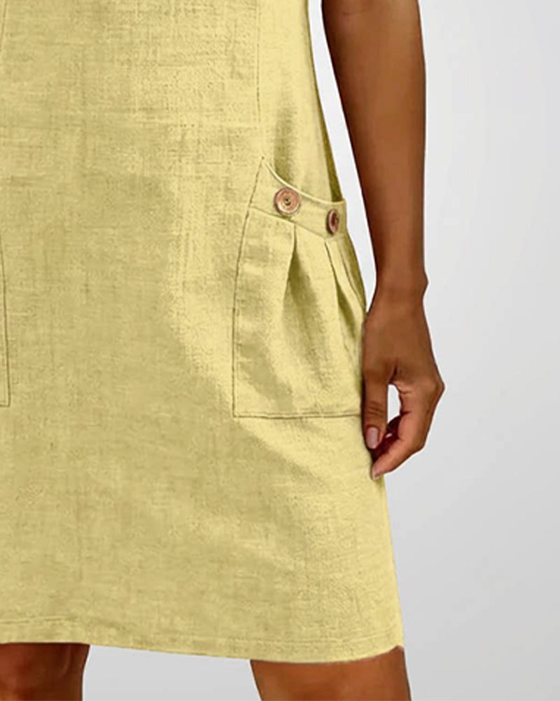 Alessia™ | Vestido de Lino y Algodón con Bolsillos de Cremallera