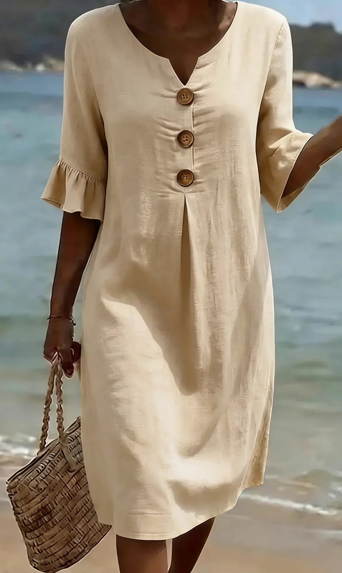Vanesa | Vestido Texturizado con Mangas Abullonadas