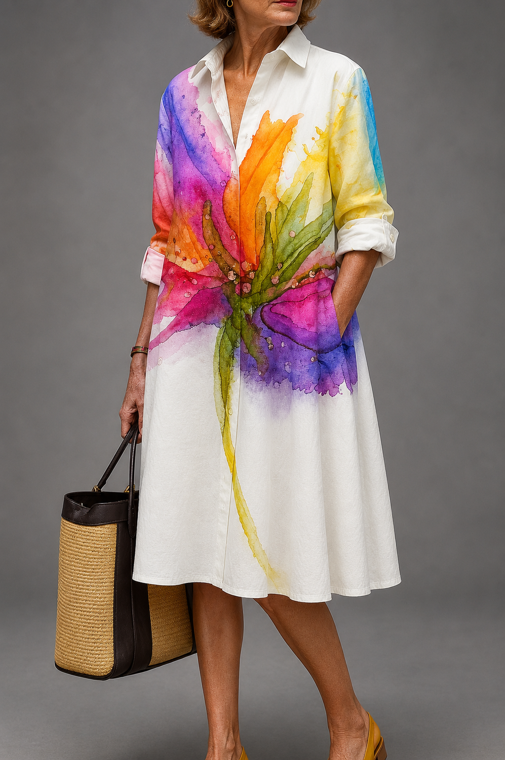 Lydia | Vestido Camisero Midi Multicolor