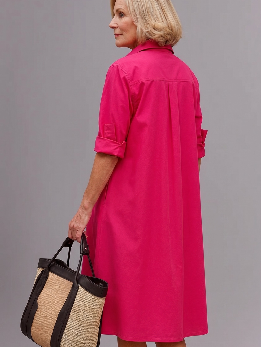 Chloe | Vestido Camisero Midi Rosa Elegante