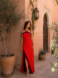 Sirena | Vestido largo halter con abertura