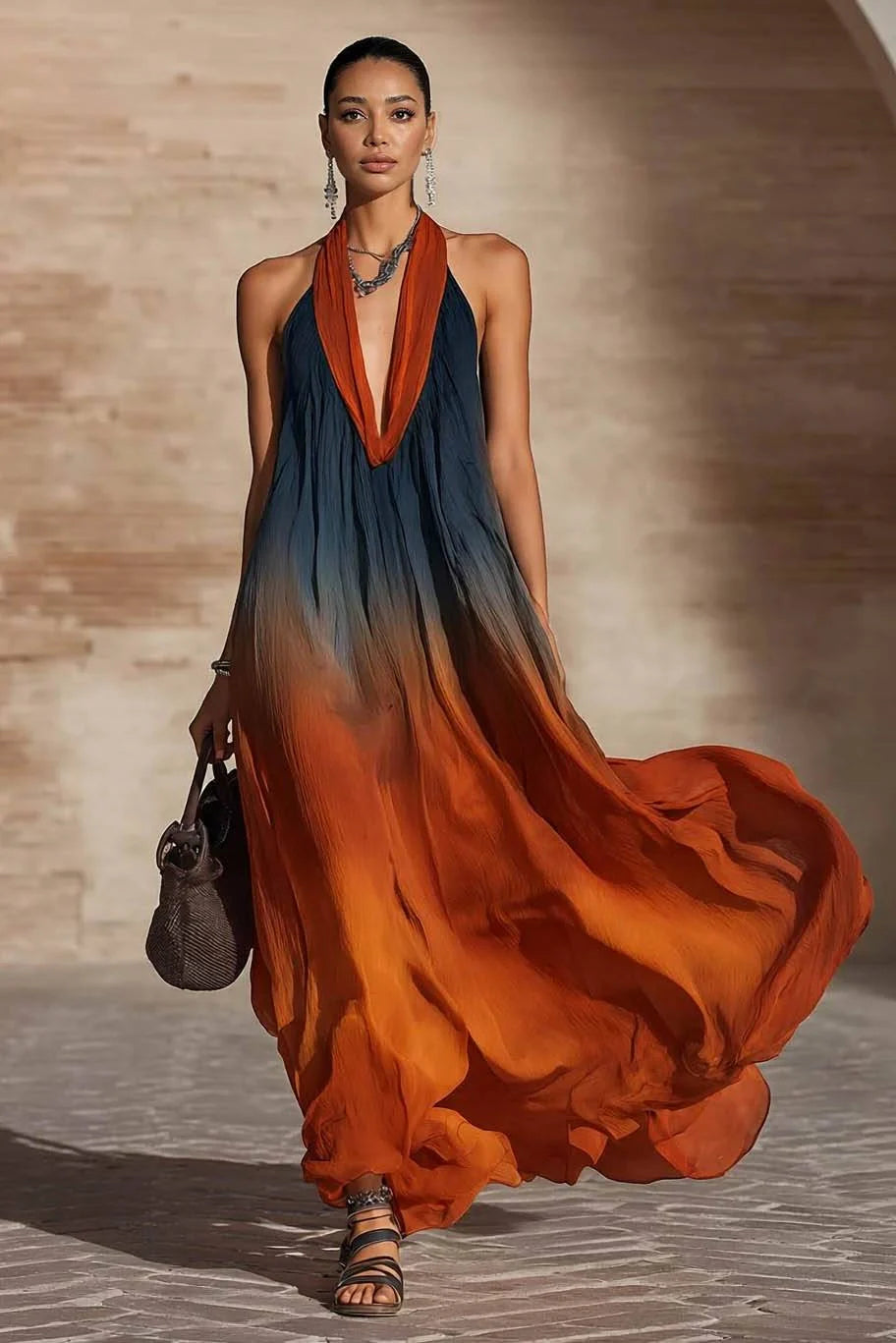 Paula | Vestido Largo Halter Degradado