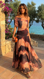 Terracota | Vestido con Estampado Naranja y Marrón