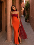 Dualia | Vestido Largo Drapeado Bicolor