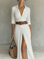 Suzanne | Vestido maxi con cuello de solapa