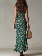 Zara | Vestida maxi boho retro con mangas fluidas y abertura lateral