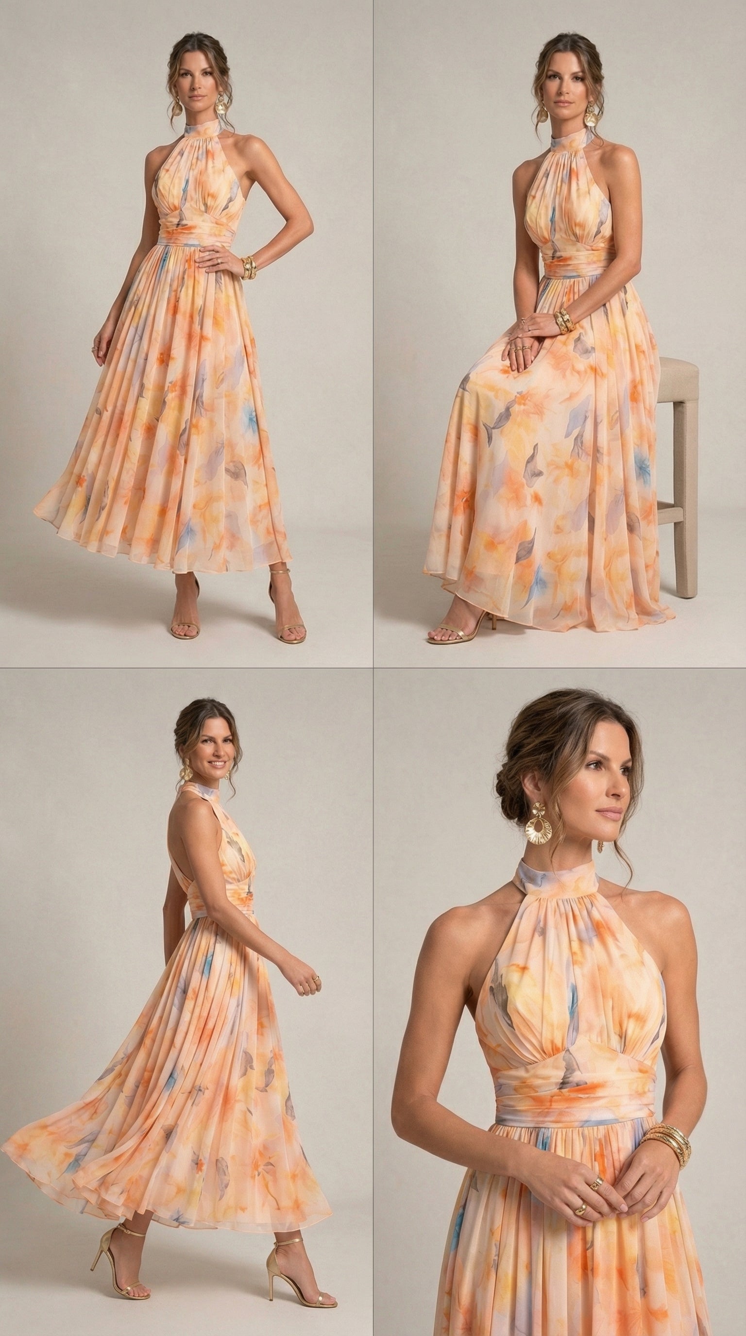Esther | Vestido Halter Acuarela