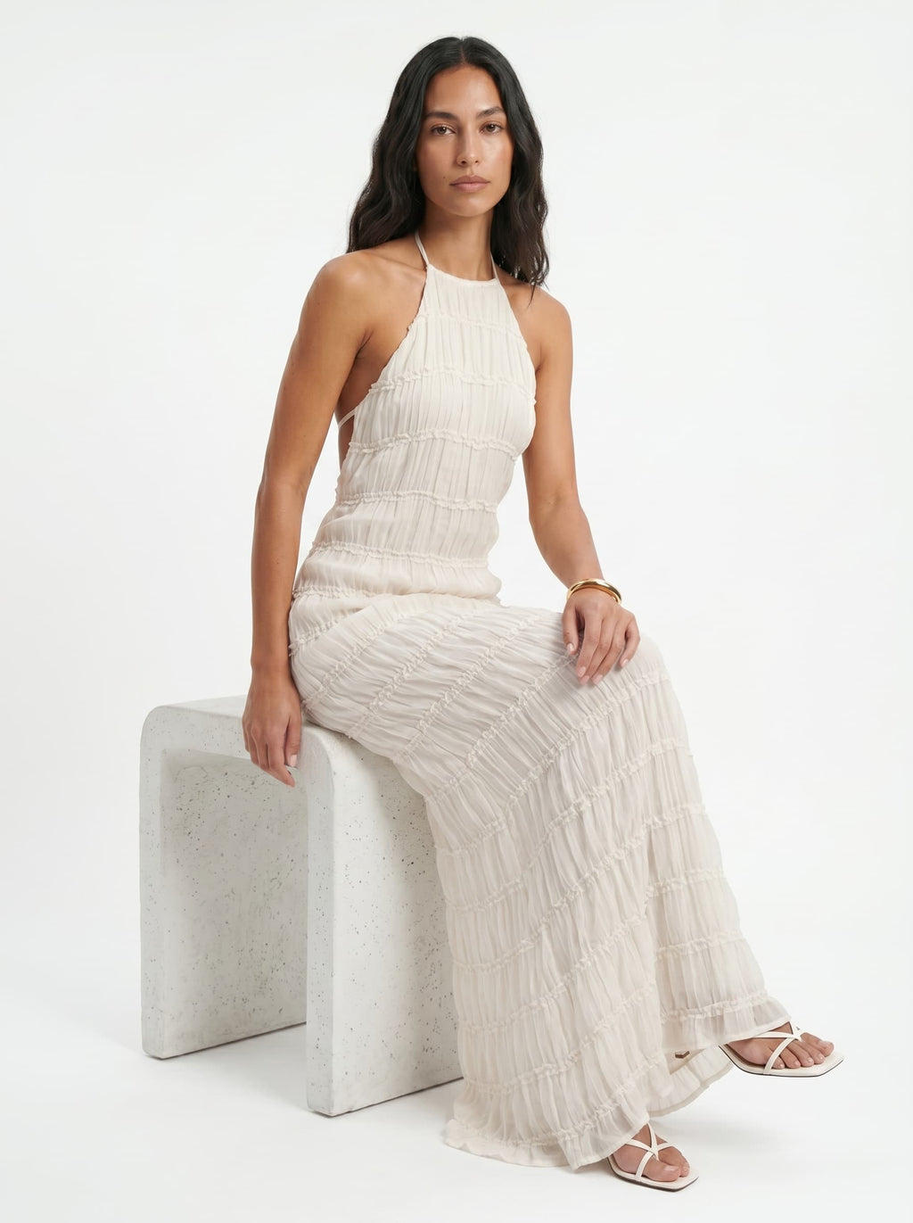 Ángela | Vestido Halter Plisado