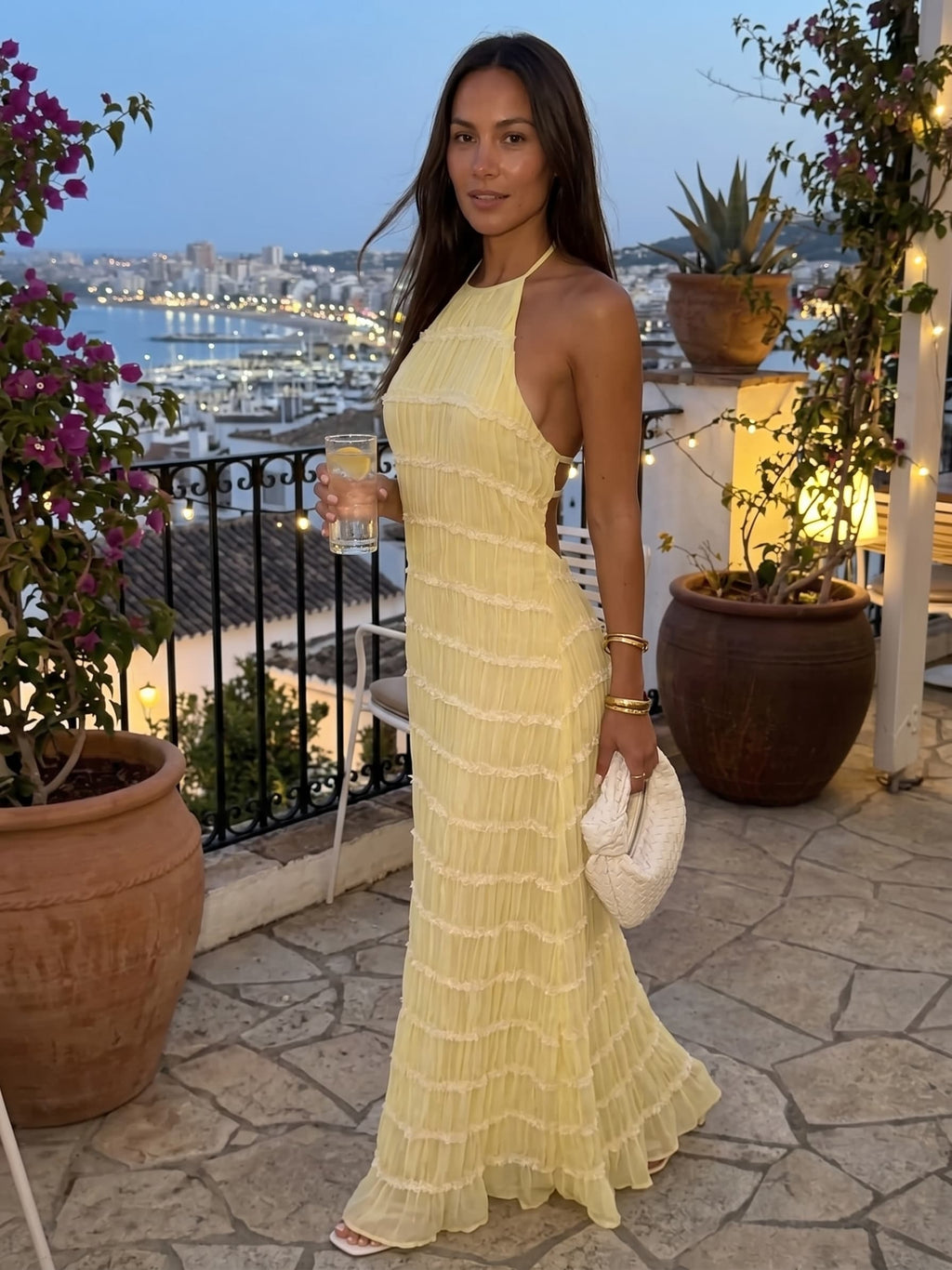 Ángela | Vestido Halter Plisado