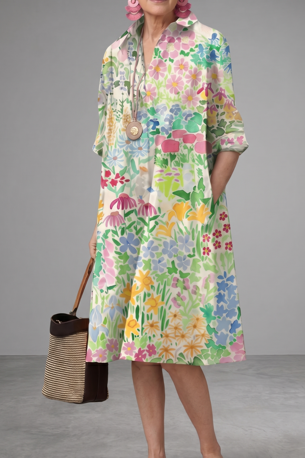 Paige | Vestido Camisero Midi Floral Multicolor