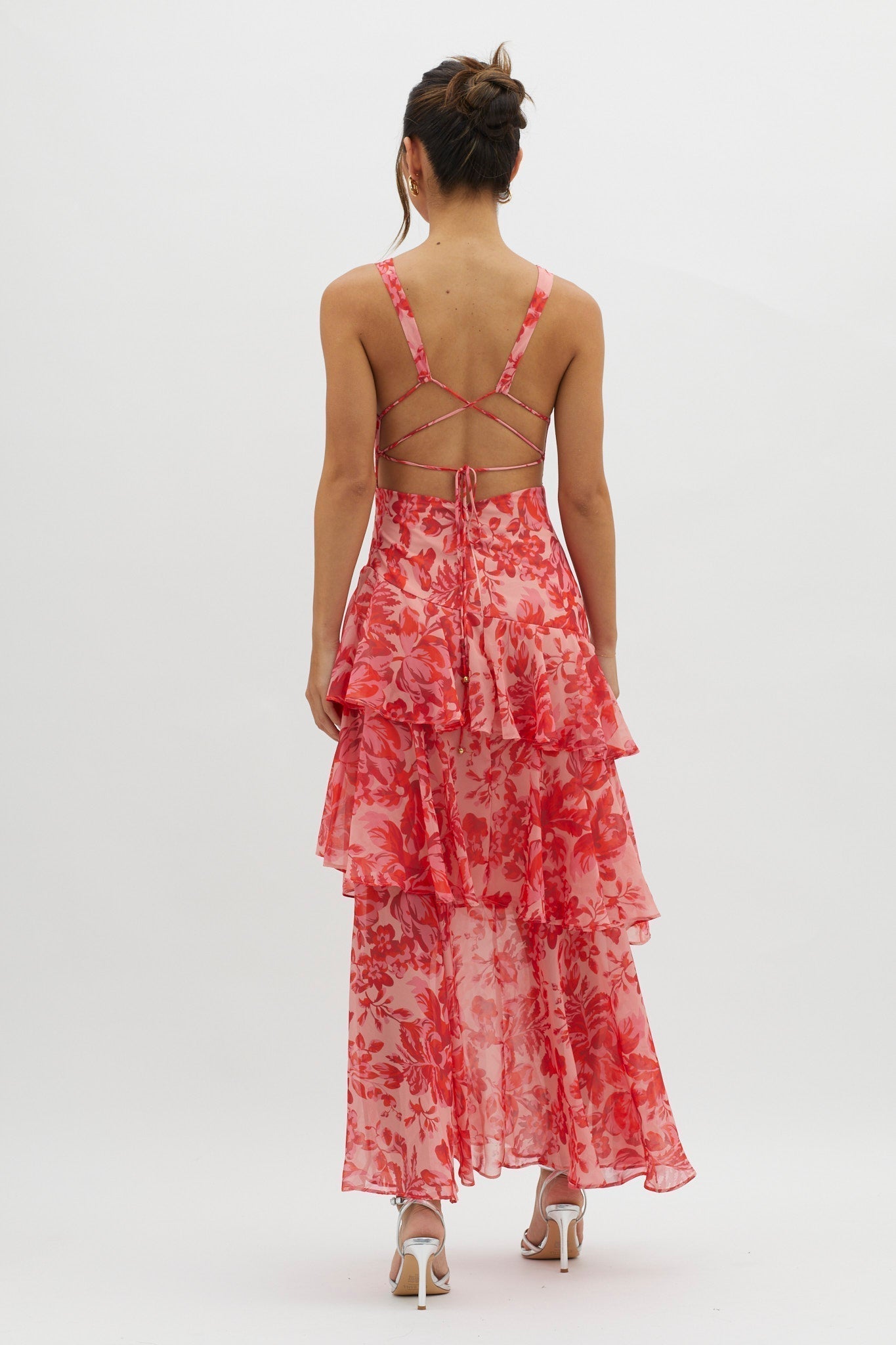LISA | Vestido maxi floral con volantes