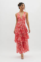 LISA | Vestido maxi floral con volantes