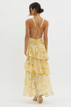 LISA | Vestido maxi floral con volantes
