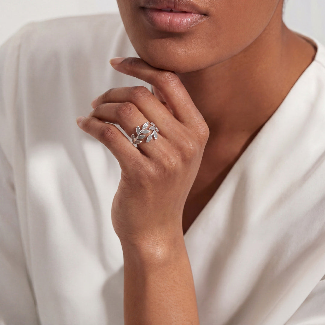 Silvana | Anillo Hoja y Ópalo