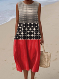 Jane | Vestido Midi Colorblock Gráfico