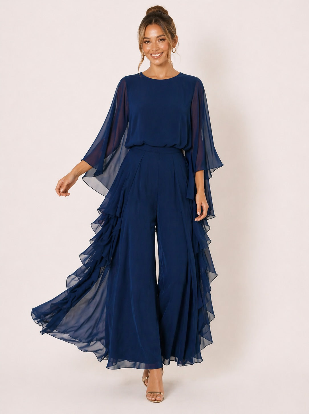 Aurora | Completo elegante en chiffon con volante