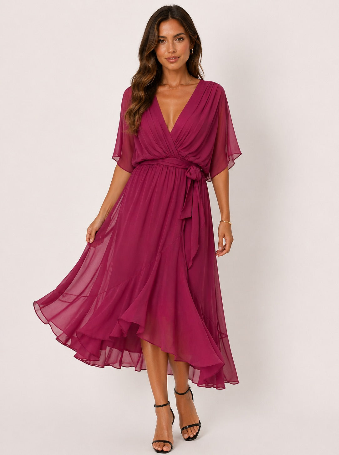 Monica | Vestido de gasa con escote en V elegante