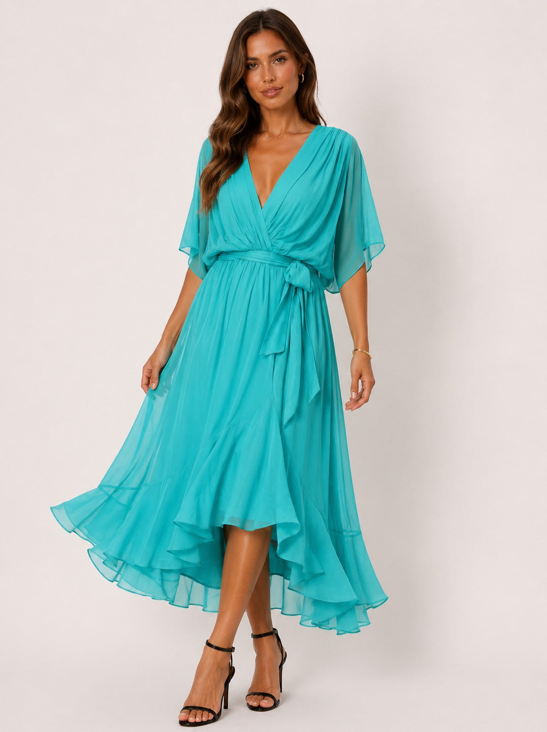 Monica | Vestido de gasa con escote en V elegante
