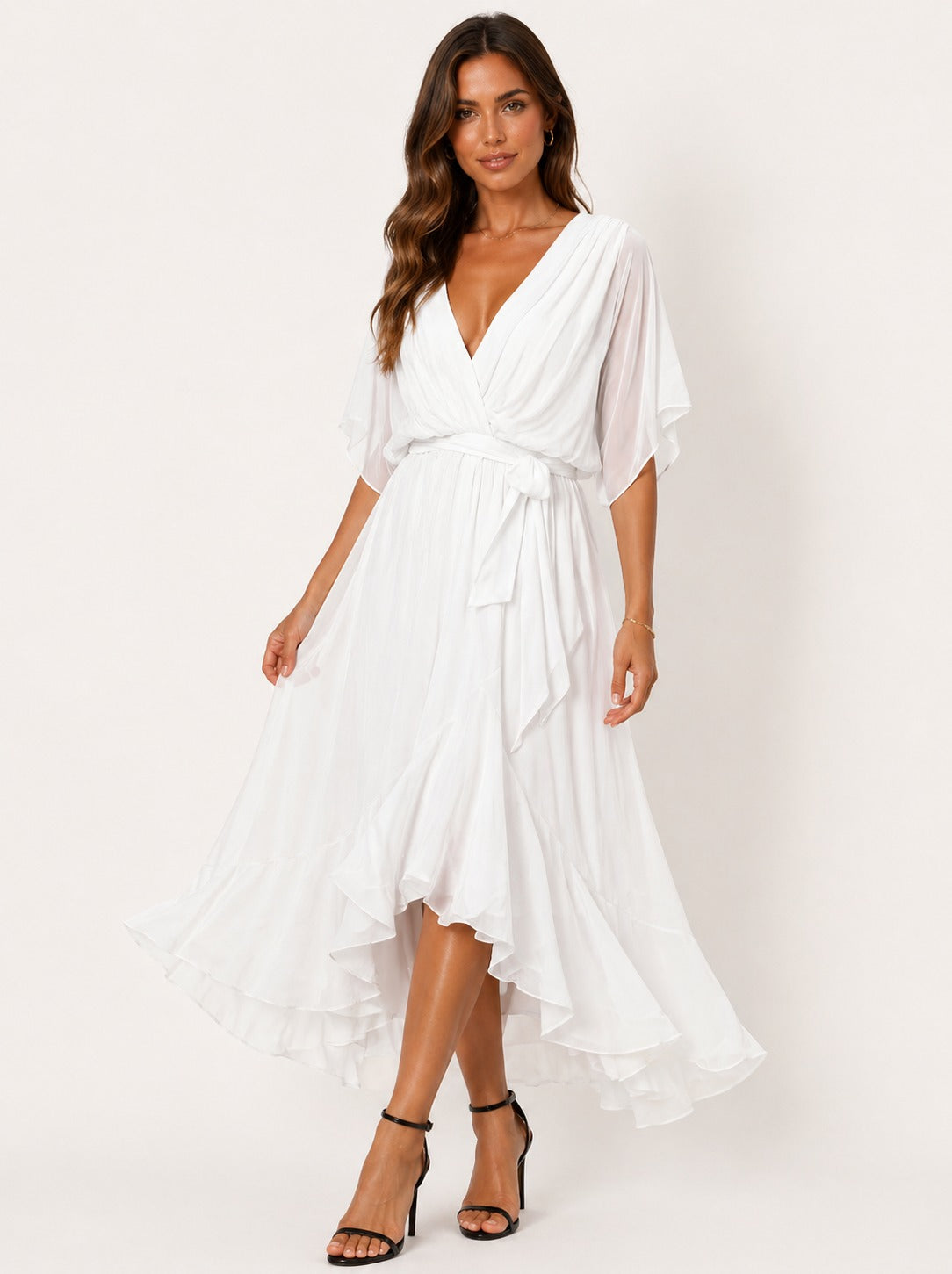 Monica | Vestido de gasa con escote en V elegante