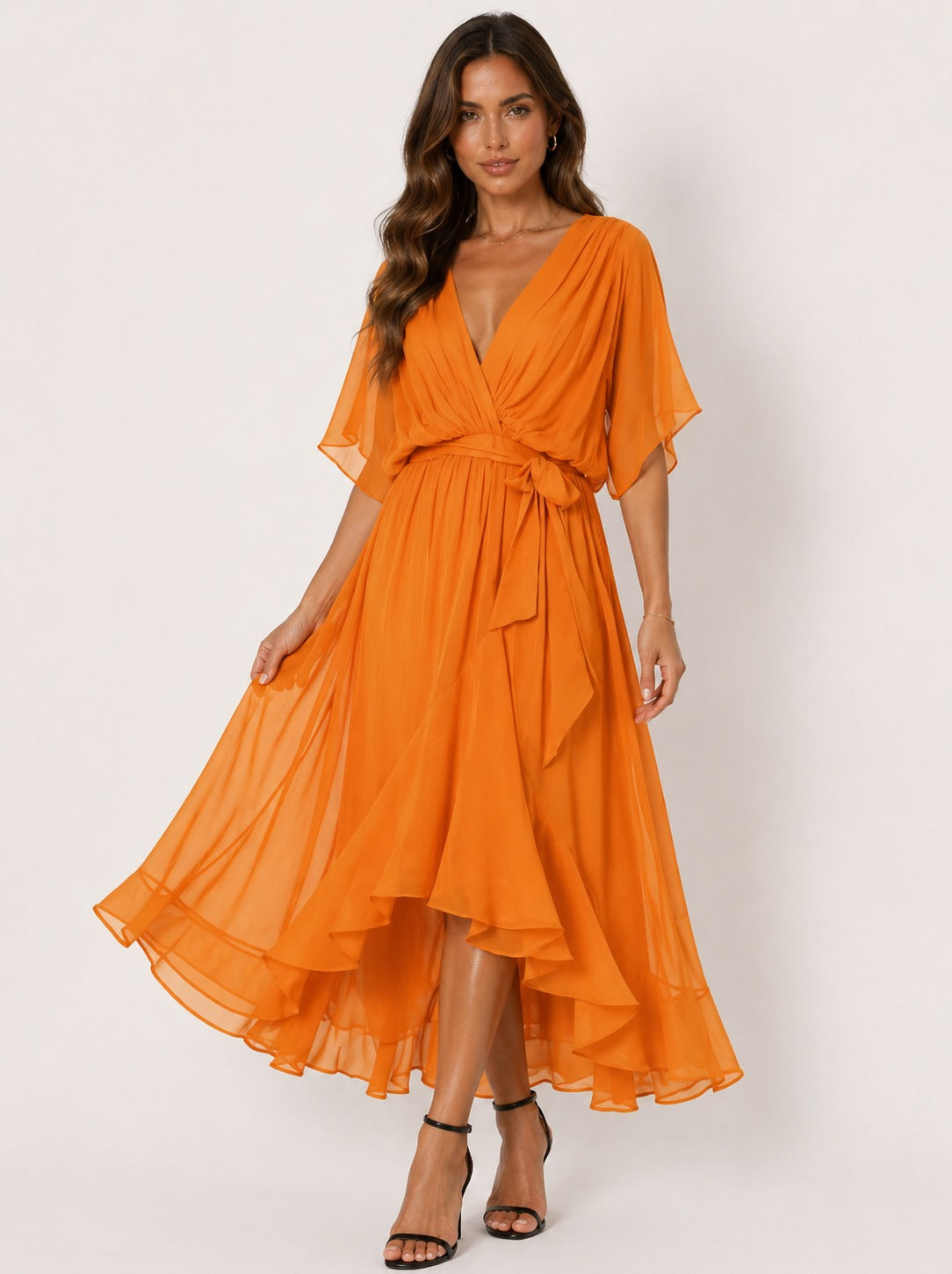 Monica | Vestido de gasa con escote en V elegante