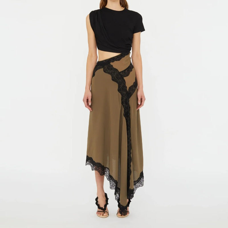 Elara | Vestido Elegante de Encaje Oliva