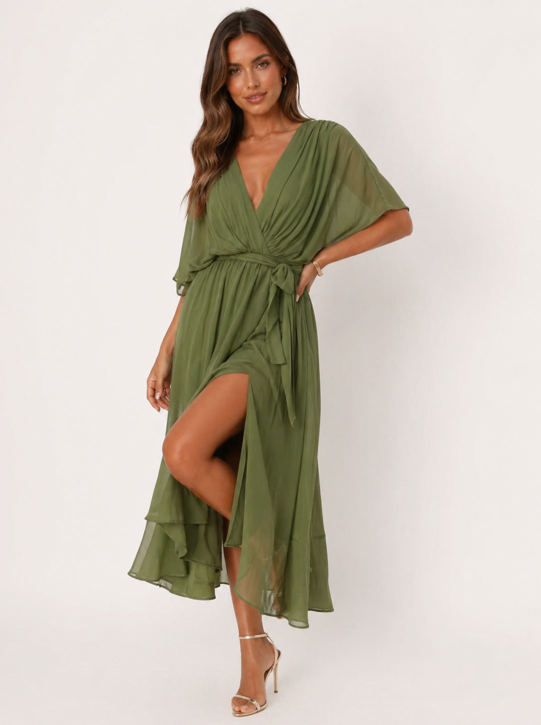 Monica | Vestido de gasa con escote en V elegante