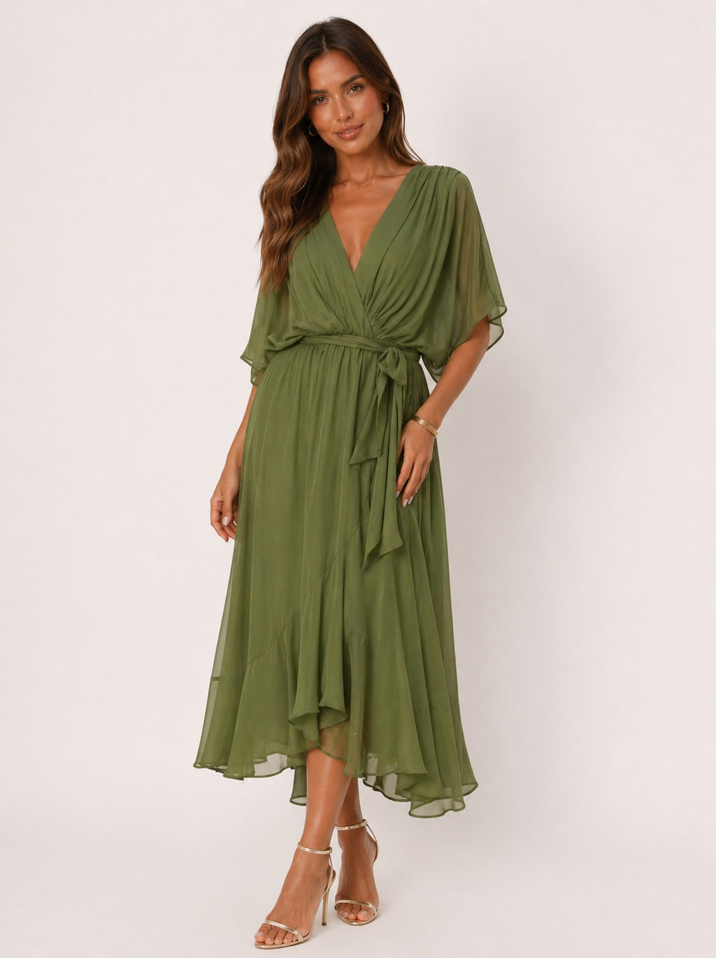 Monica | Vestido de gasa con escote en V elegante