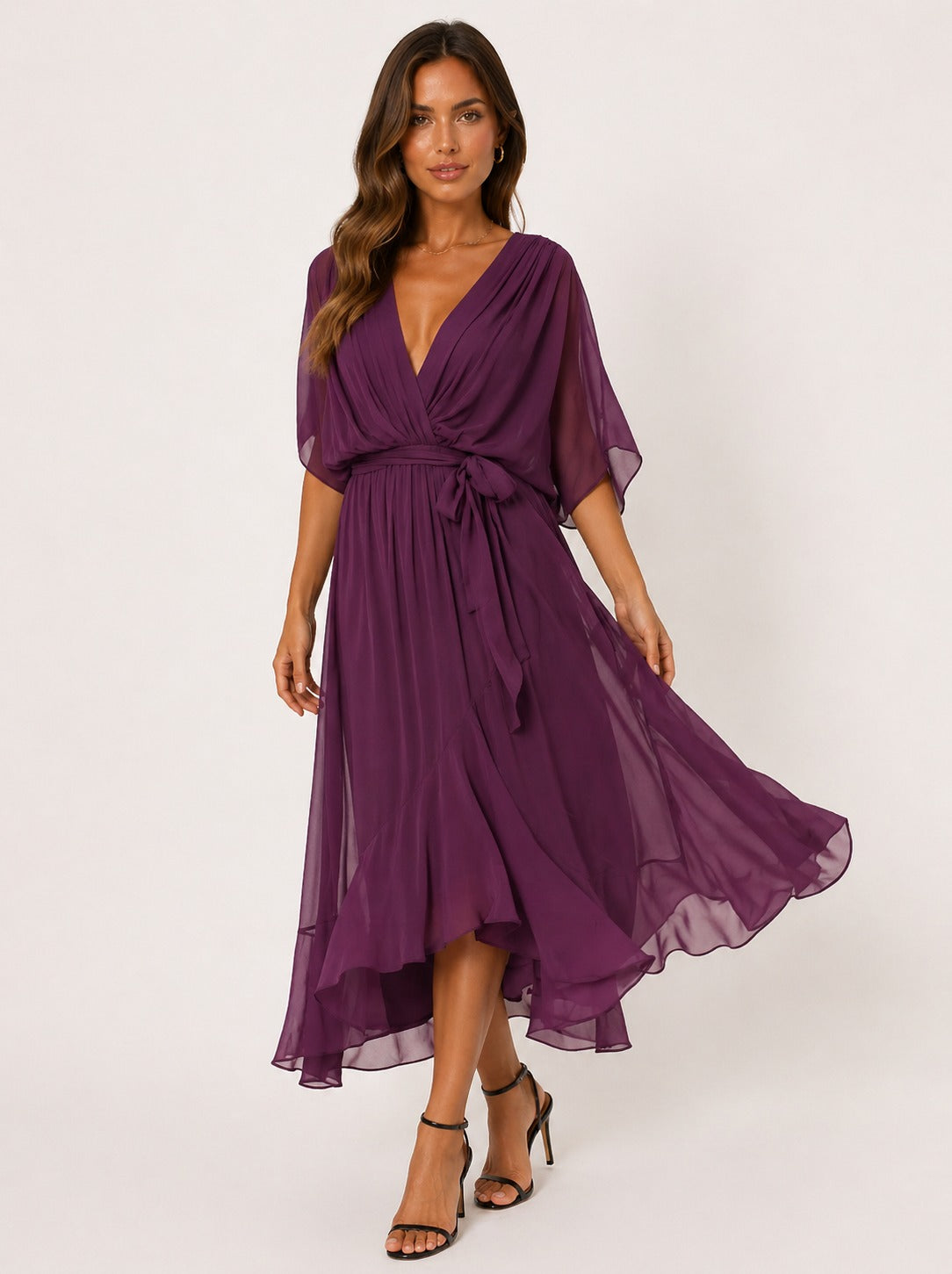 Monica | Vestido de gasa con escote en V elegante