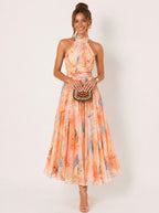 Alba | Vestido con cuello halter y estampado acuarela