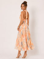 Alba | Vestido con cuello halter y estampado acuarela