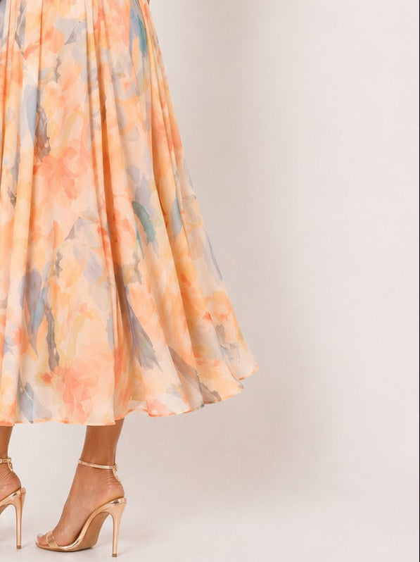 Alba | Vestido con cuello halter y estampado acuarela