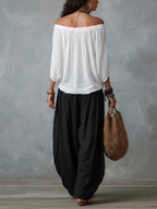 Talia | Conjunto Top Hombros Descubiertos y Pantalón Palazzo