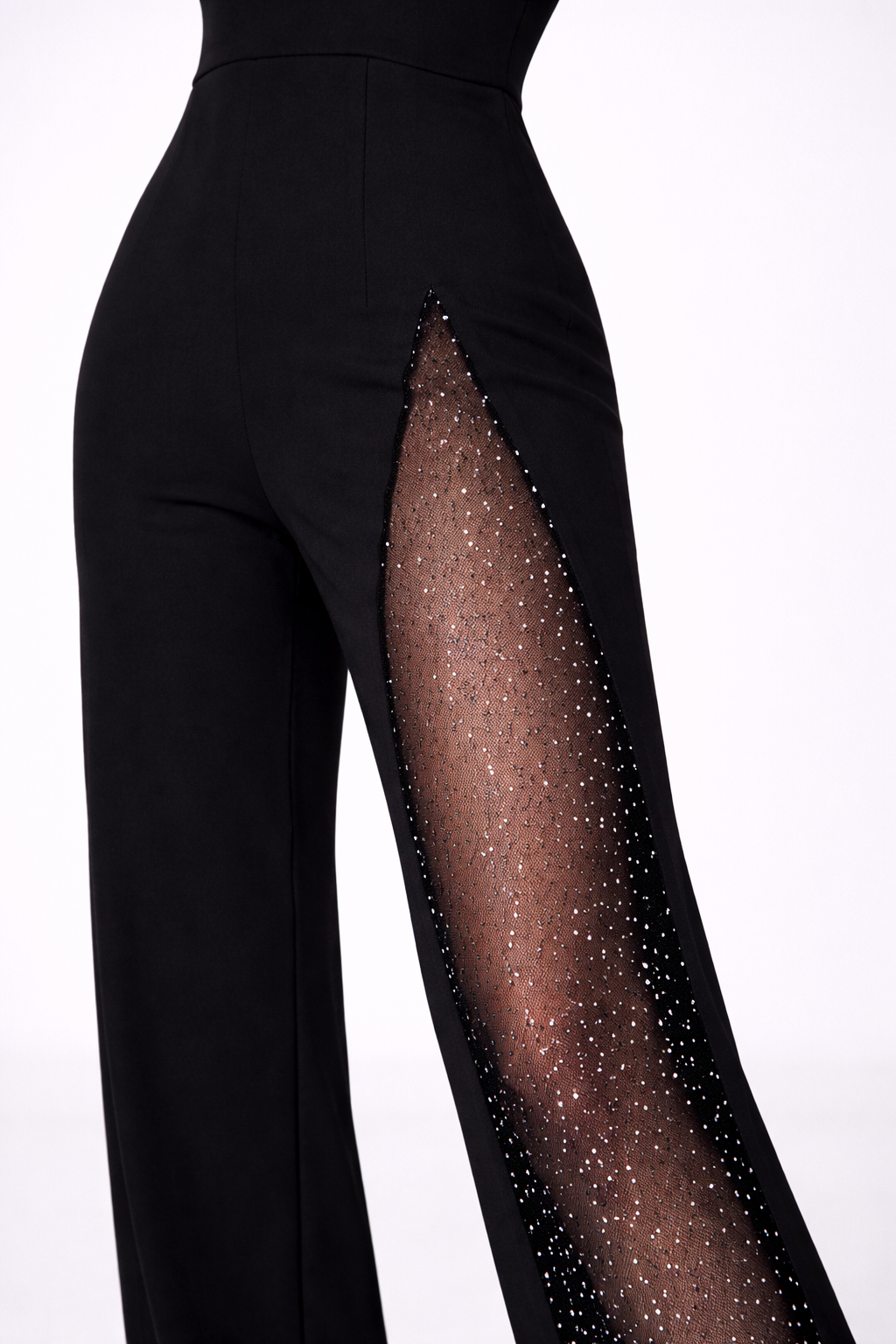 Blarna | Mono de malla brillante asimétrico con volantes