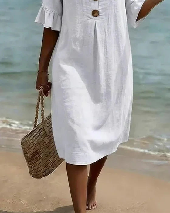 Vanesa | Vestido Texturizado con Mangas Abullonadas