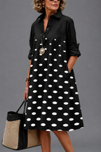 Faith | Vestido Camisero Midi Negro Elegante