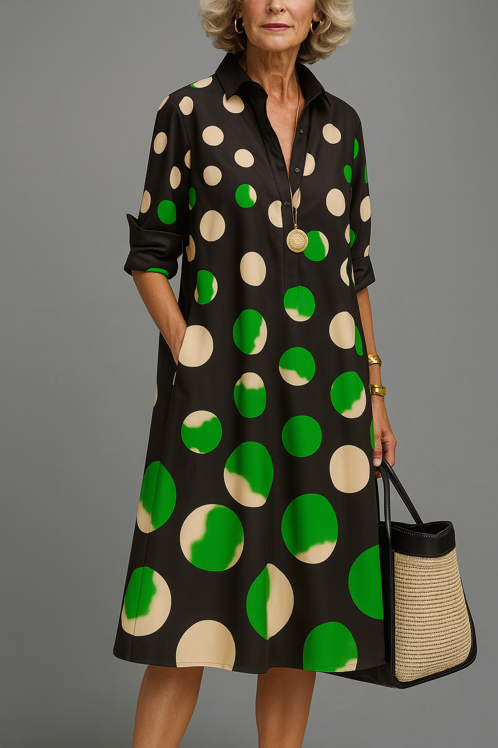 Naomi | Vestido Camisero Midi Negro Atemporal