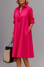 Chloe | Vestido Camisero Midi Rosa Elegante